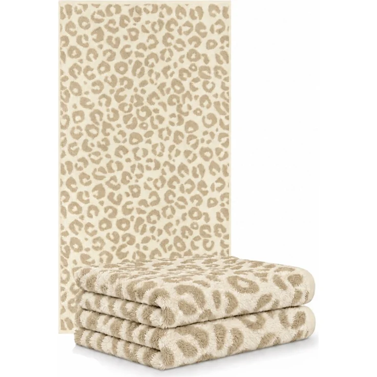 2 Stück Cawö Two-Tone Leo Handtücher 540-36 Leoprint beige 50x100 – Bild 5