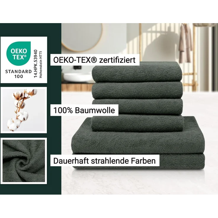 ZOLLNER Handtuch Set, Walkfrottier (6-St), 100% Baumwolle, vom Hotelwäschespezialisten – Bild 3