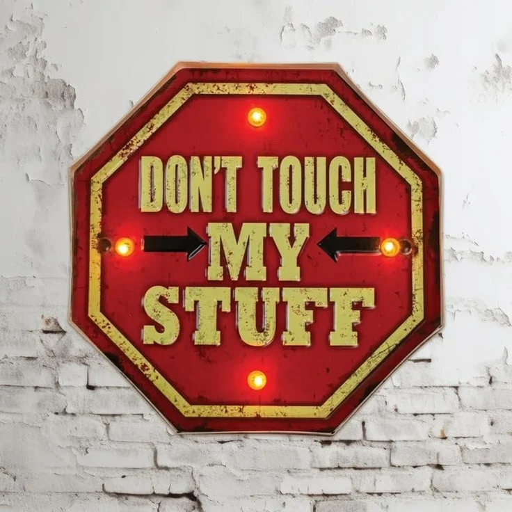 Forever Light Retro Metallschild LED „Don’t Touch“ USB 5V Wanddeko – Bild 3