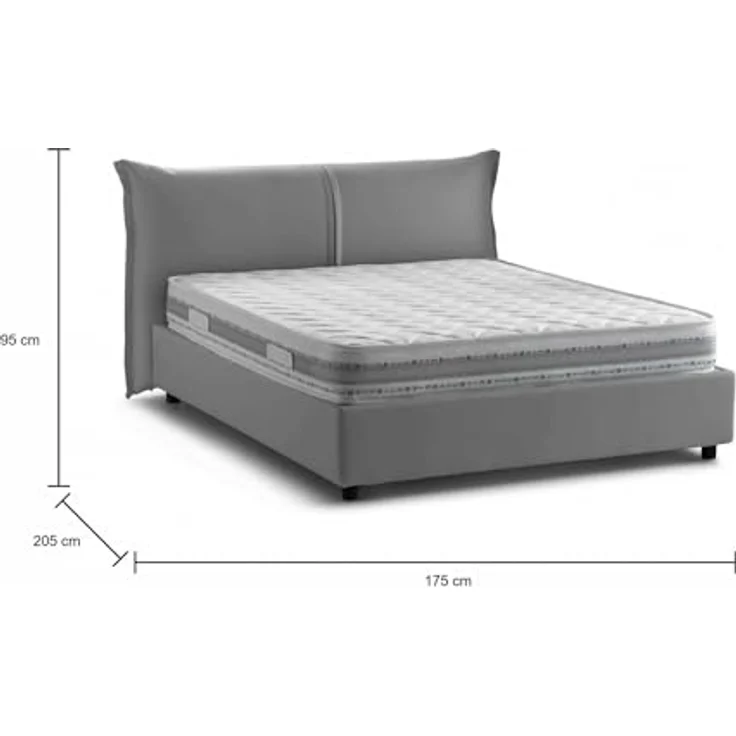Talamo Italia - Doppelbett Clelia, 100 % Made in Italy, Öffnung vorne, inklusive Matratze 160 x 190 cm, Grau – Bild 2