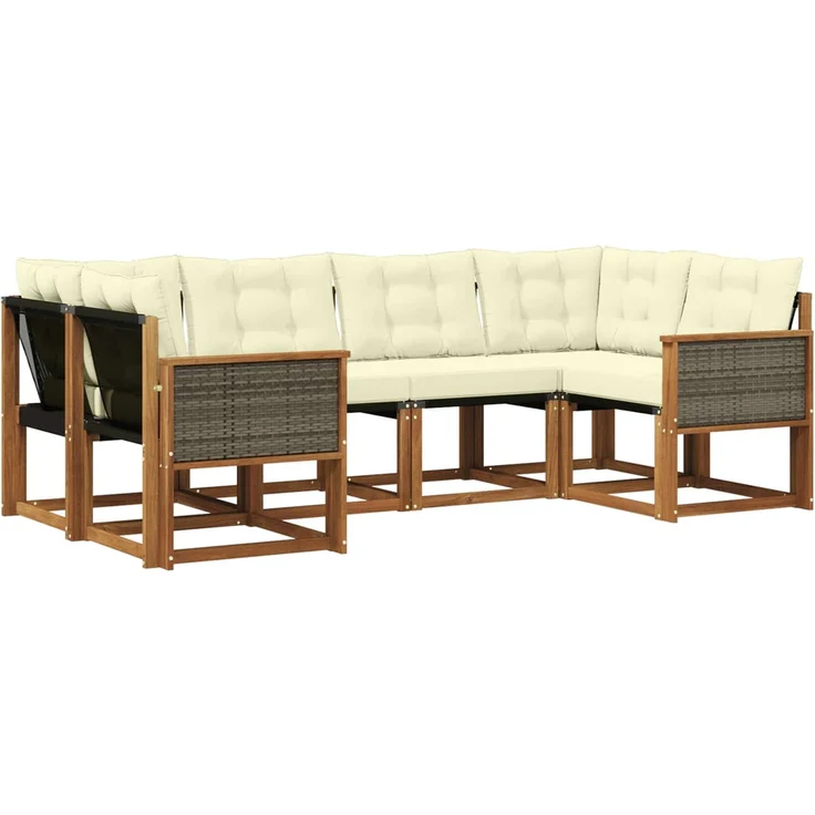 vidaXL Outdoor-Sofagarnitur 6 stk. 6-Sitzer Natur und Creme 3382170 – Bild 2