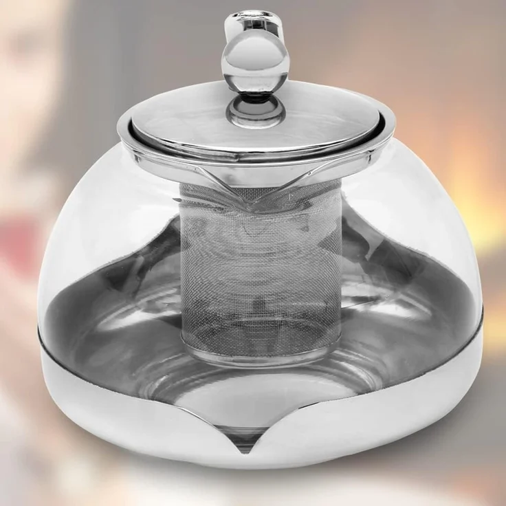 Teekanne mit Teesieb aus Edelstahl / Glas 1,2 Liter – Bild 5