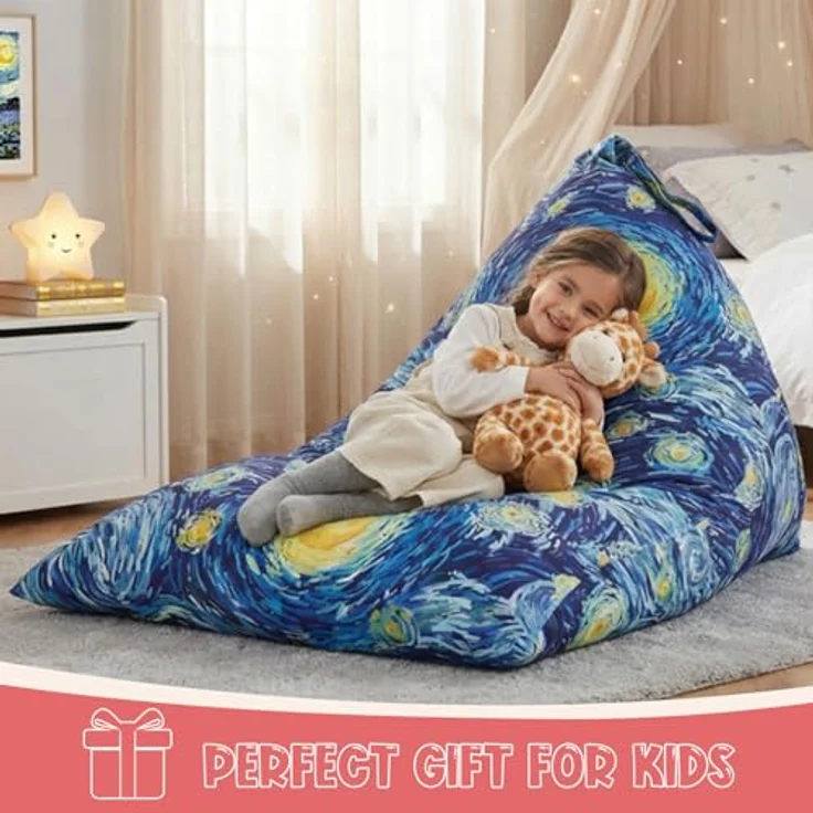 Nobildonna Sitzsack-Stuhlbezug für Kinder und Erwachsene, extra großer Sitzsack ohne Füllung, Plüschtierhalter und Organizer, Premium-Segeltuch, 250 l (Sternennacht) – Bild 5