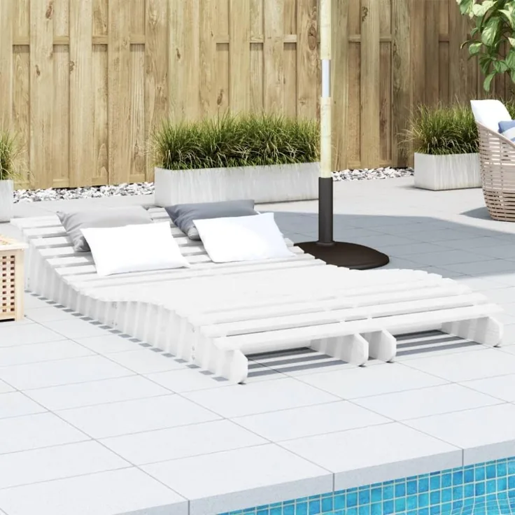 vidaXL Sonnenliegen 2 Stk. Weiß 205x60x31,5 cm Massivholz Kiefer 832575