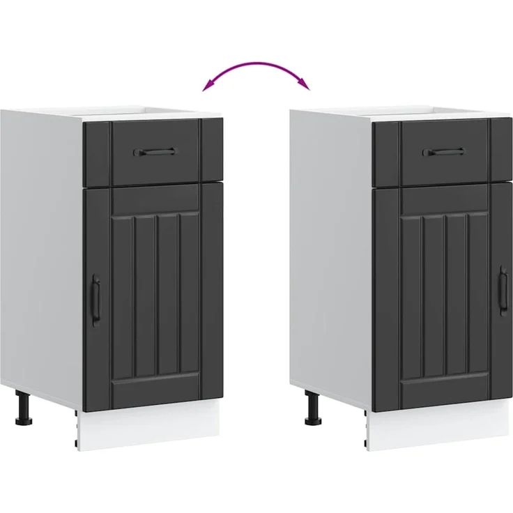 vidaXL Küchen-Unterschrank Lucca Schwarz Holzwerkstoff 853708 – Bild 8