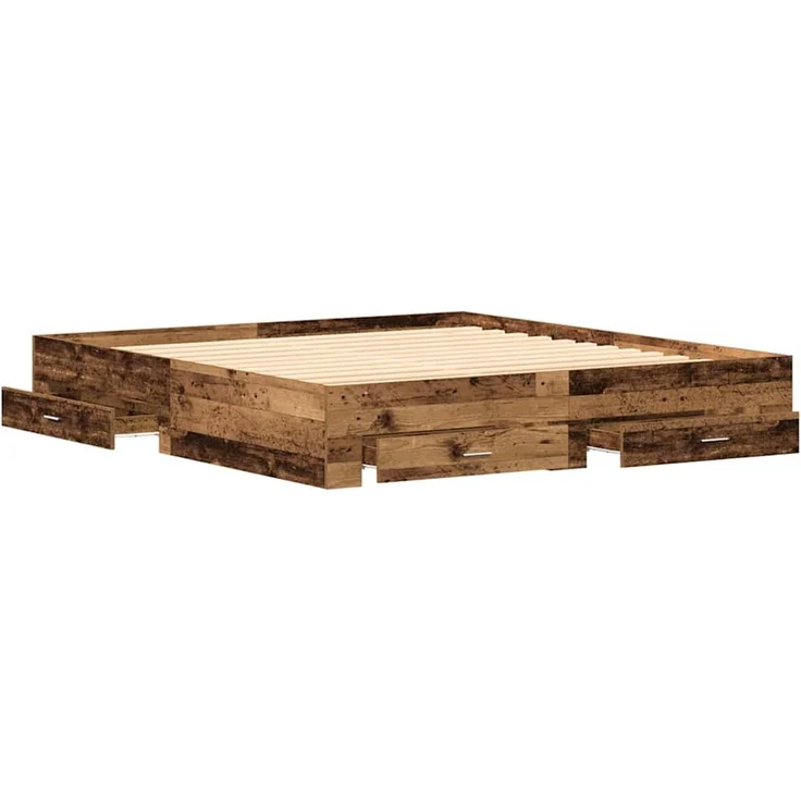 vidaXL Bettrahmen mit Schubladen Altholz 180 x 200 cm Holzwerkstoff 3333960 – Bild 4