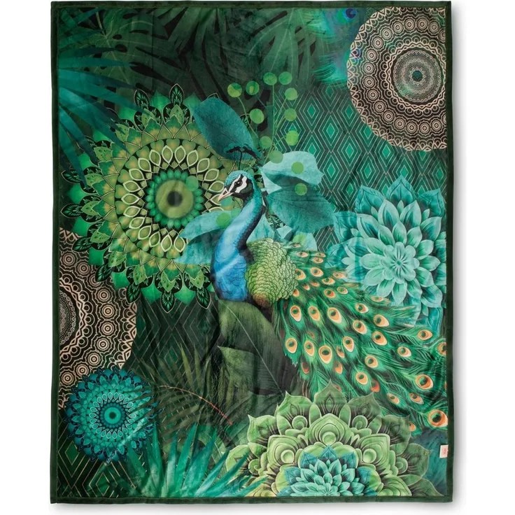 hip Polyvelvet Kuscheldecke 130 X 160 cm Agatha mandalas & peacock grün