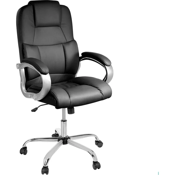 TPFLiving Bürostuhl Ergonomisch Chefsessel Drehstuhl Schreibtischstuhl XXL Denver - Schwerlast Computerstuhl Modern aus Kunstleder mit abgebremsten Rollen - Belastbar bis 210kg - Schwarz