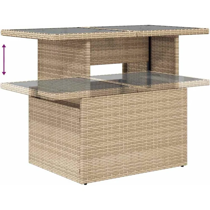 vidaXL 5-tlg. Garten-Sofagarnitur mit Kissen Beige Poly Rattan 3326149 – Bild 8