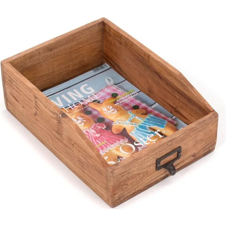 DESIGN DELIGHTS Aufbewahrungsbox DOKUMENTENABLAGE "CARTA", Altholz massiv, 33x24x12 cm (TxBxH), Holza