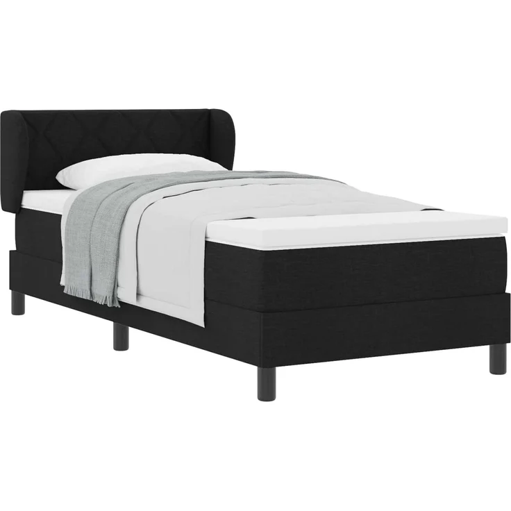vidaXL Boxspringbett mit Kopfteil Schwarz 100 x 200 cm Stoff 3340075 – Bild 2