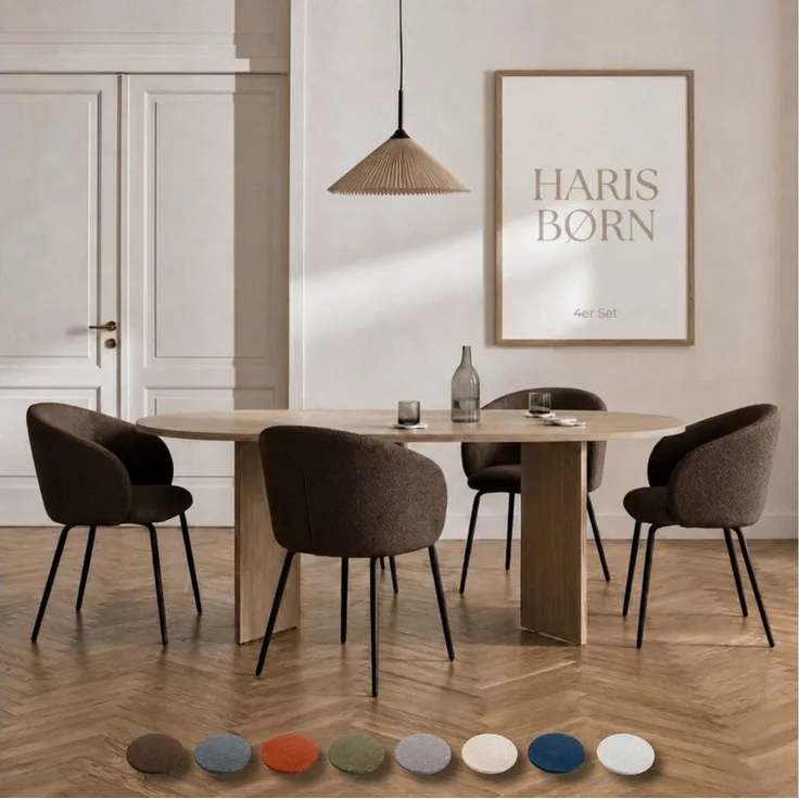 Haris Børn Esszimmerstuhl mit Armlehnen - Hochwertige Polsterstühle für Esszimmer (Set, 4 St), Premium Esszimmer Stühle & Wohnzimmer Stühle