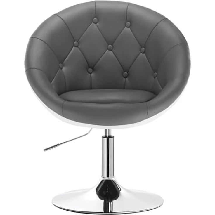 WOLTU® BH41grw-1 1 x Barsessel Loungesessel mit Armlehne Kunstleder 2 farbig Grau+Weiß – Bild 8