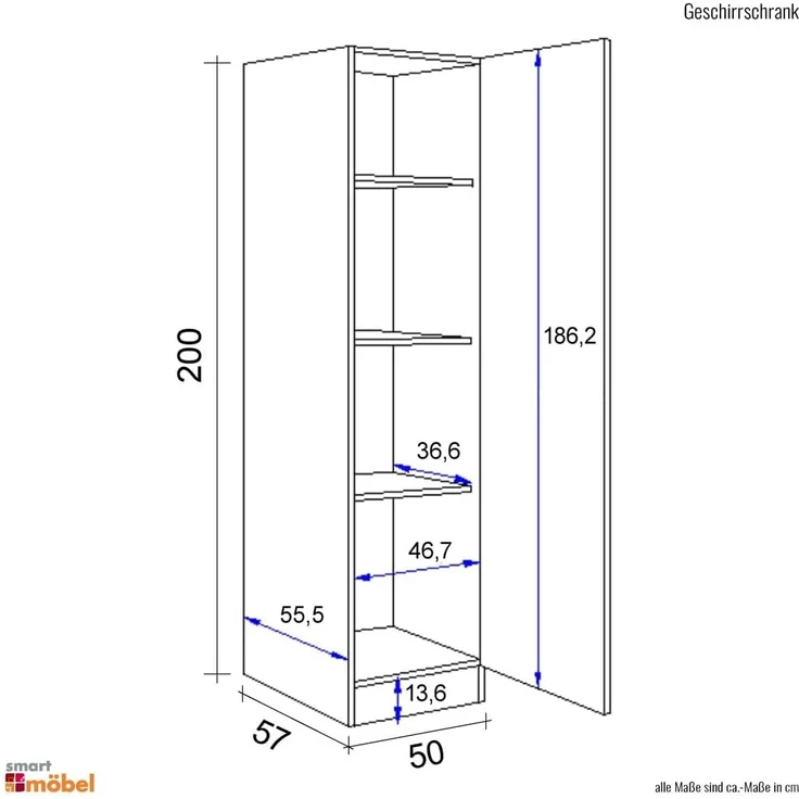 Flex-Well Seitenschrank Nano (B x H x T) 50 x 200 x 57 cm, für viel Stauraum – Bild 5