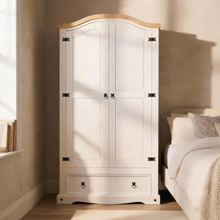 IDIMEX Kleiderschrank CAMPO Kleiderschrank mit Schubladen Kiefer Holzschrank weiß/natur – Bild 1