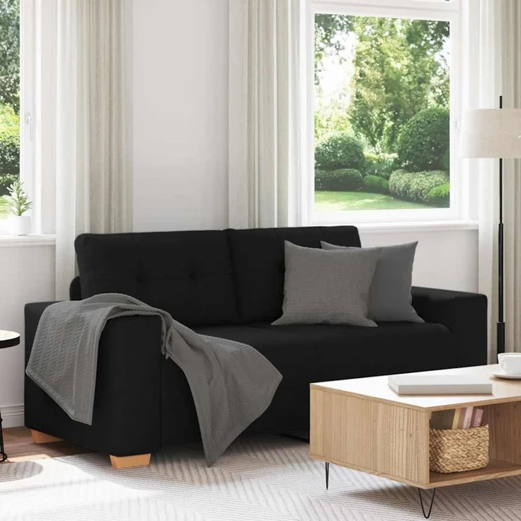 vidaXL Zweisitzer-Sofa Schwarz 180x77x82 cm Stoff 4105080 – Bild 1