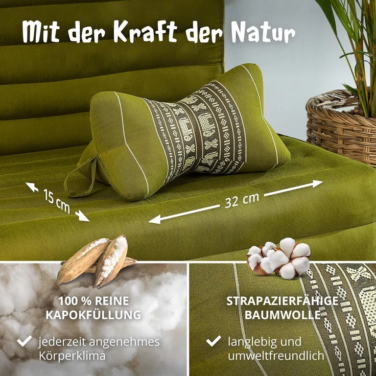 livasia Nackenstützkissen Knochenkissen, vegan und handgefertigt, Ø 15x32 cm, Kapok – Bild 4