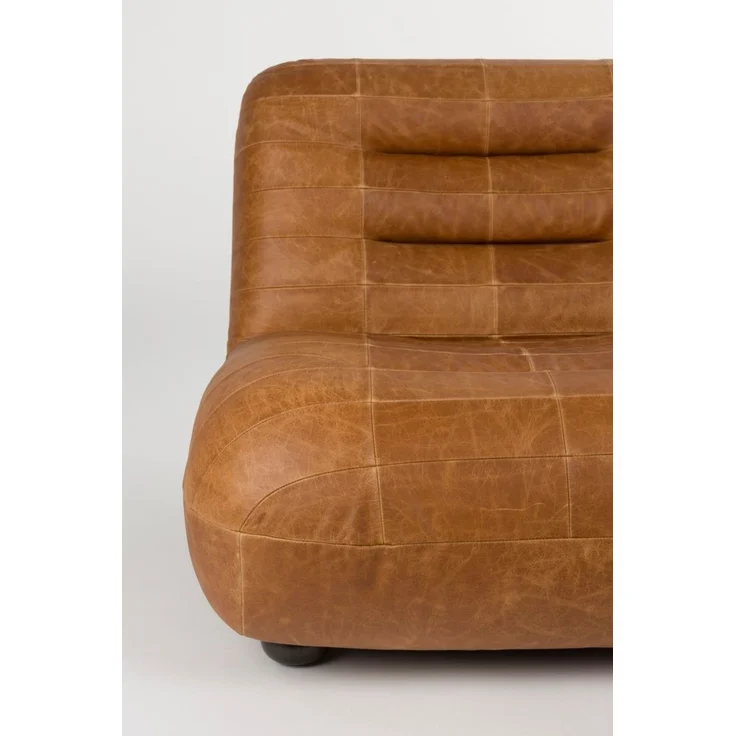 Loungesessel Wyatt Cognac aus Leder mit Gummibaumholz-Beinen – Bild 8