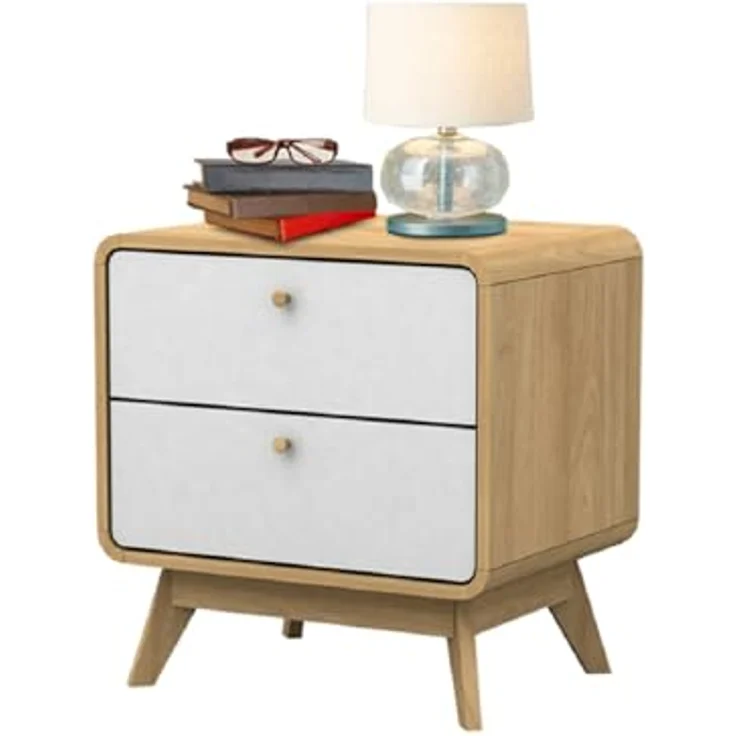 Cassie Nachttisch mit 2 Schubladen, Eicheoptik/Weiß, 51 x 39 x 53 cm, moderner Nachtschrank aus Holzwerkstoff, Beistelltisch mit Stauraum für Schlafzimmer und Wohnbereich – Bild 4