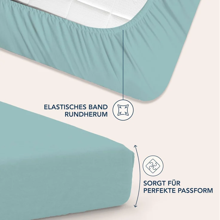 Dreamzie Spannbetttlaken 100x200 cm - 35 cm Tiefe Tasche - 100% Mikrofaser Bettlaken - Aqua, Schadstoffgeprüft(Oeko TEX), Bettlaken mit Gummizug – Bild 3