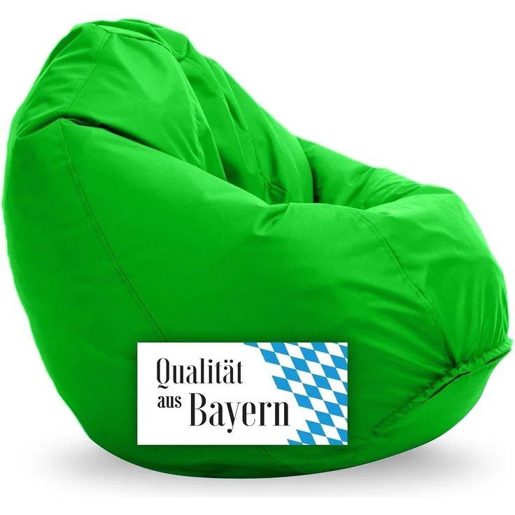 Bruni Sitzsack Classico M in Grün – Sitzsack mit Innensack zum Zocken & Lesen, Abnehmbarer Bezug, lebensmittelechte EPS-Perlen als Bean-Bag-Füllung, aus Deutschland