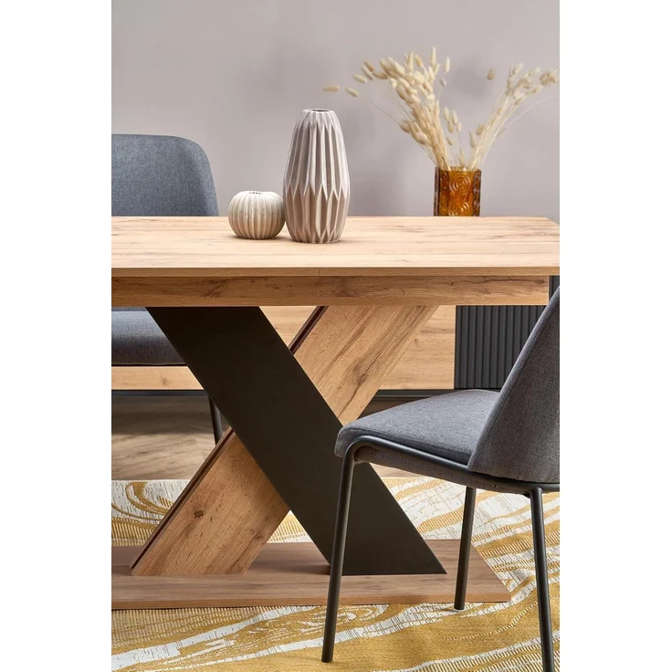 designimpex Esstisch Design HA-111 Tisch Eiche Wotan - Schwarz matt ausziehbar 130 bis 175 – Bild 6