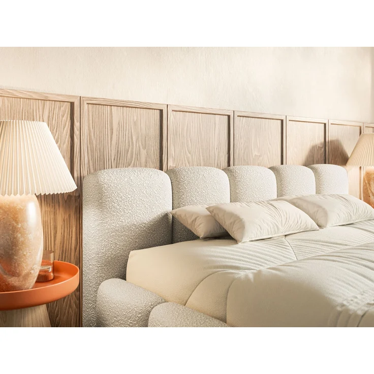 Selsey 'Cloudy Low' Polsterbett 180x200 mit Holzlattenrost, hellbeige Bouclé – Bild 5