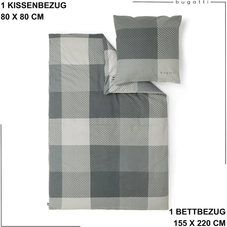 IBENA Bettwäsche BUGATTI Flanell BL 155x220 cm grau Bettbezug Bettzeug – Bild 4