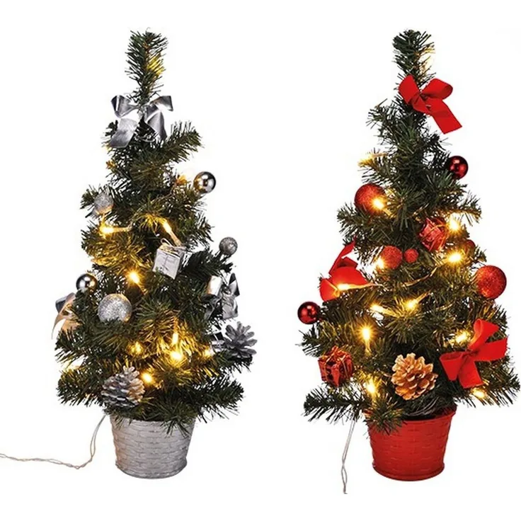 LED Weihnachtsbaum künstlicher Tannenbaum Christbaum Tanne Deko beleuchtet 45 cm Rot