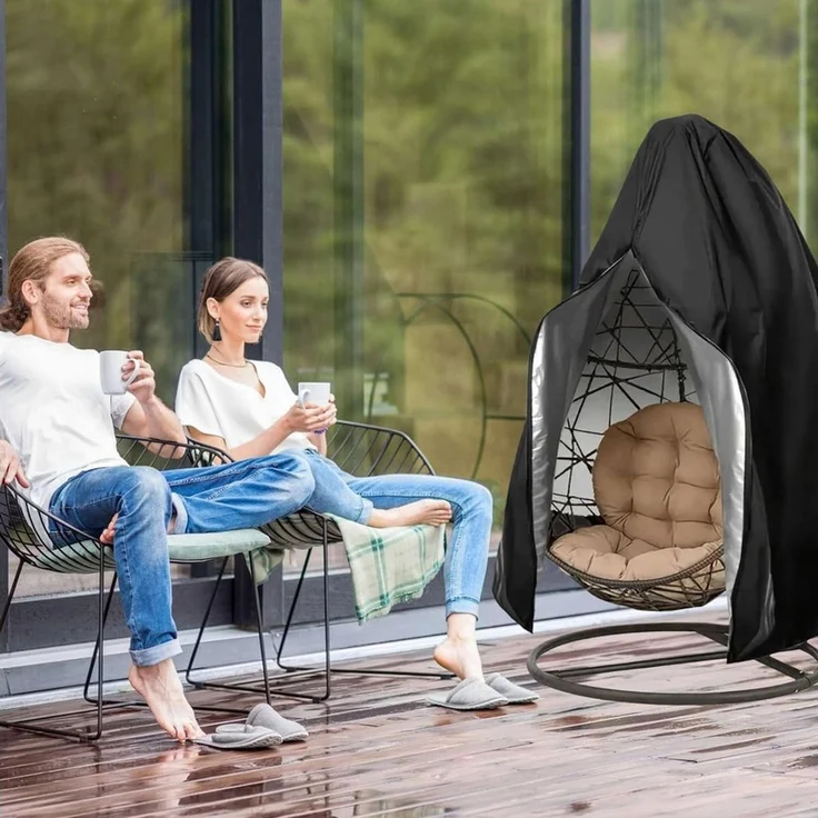 FELIXLEO Gartenmöbel-Schutzhülle 210D Hängesessel Abdeckung Wasserdicht Outdoor Wetterschutz 190x115cm (1-St) – Bild 3