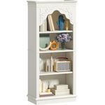 YITAHOME 4-Tier Vintage Bücherregal mit geschnitztem Design Bücherregal offenes Display Lagerung- Ideal für Wohnzimmer, Schlafzimmer, Arbeitszimmer & Büro, Weiß, 140cm