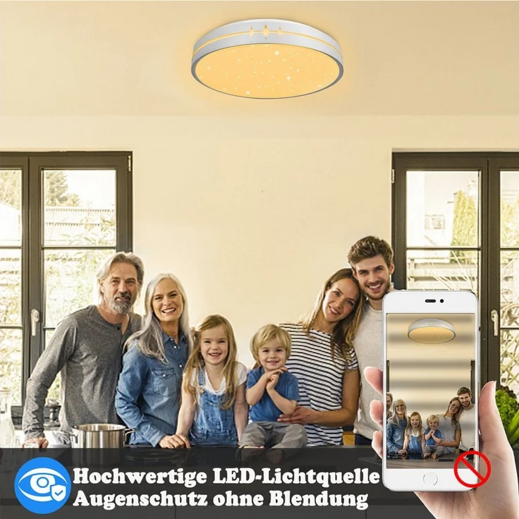 FIVMEN LED Deckenleuchte 60W LED Rund Deckenlampe Farbwechsel mit Fernbedienung, Dimmbar, für Schlafzimmer Küche Kinderzimmer Wohnzimmer – Bild 3