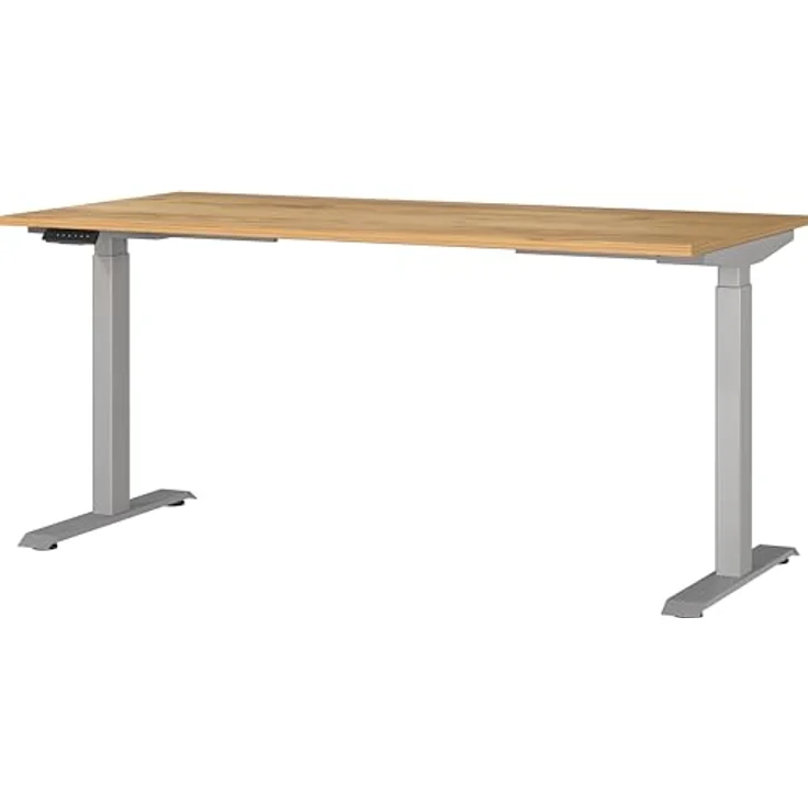 Germania Schreibtisch 7908-641, in Navarra-Eiche-Nb./Silber, EL. höhenverstellb, 160 x 120 x 80 cm (BxHxT) – Bild 2