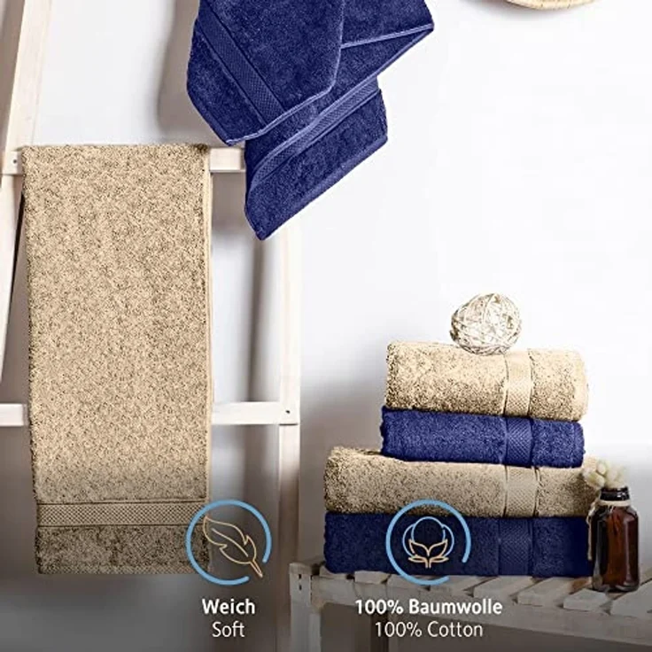 Komfortec Handtuch Set aus 100% Baumwolle, 4 Handtücher 50x100 cm und 4 Badetücher 70x140 cm, Frottee (Packung, 8-St), Duschtücher & Badehandtuch, Weich, Towel, Groß – Bild 2