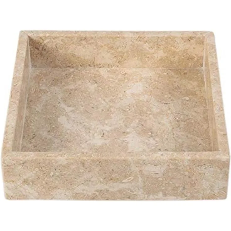 wohnfreuden Dekotablett Marmor Tablett creme quadratisch 20 cm, 1348