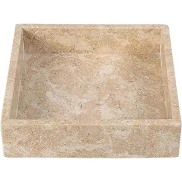 wohnfreuden Dekotablett Marmor Tablett creme quadratisch 20 cm, 1348 – Bild 1