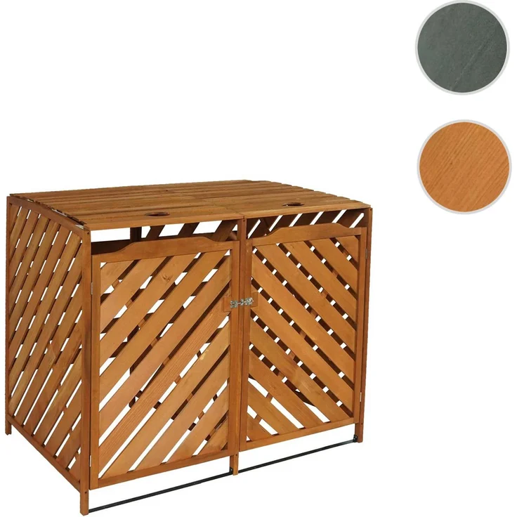 XL 2er-/4er-Mülltonnenverkleidung HWC-J44, Mülltonnenbox, erweiterbar 121x133x98cm Holz MVG-zertifiziert ~ braun – Bild 10