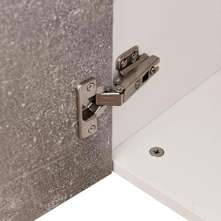 Hängeschrank für die Küche, Hängeschrank aus Holz mit Zwei Türen, 1 Regal und 2 Fächern, geräumiger und robuster Wandschrank, Maße: 80 x 32 x 72 cm (grau) – Bild 7