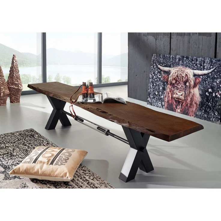 Bank Akazie 180x38x46 braun lackiert IRON LABEL #156 – Bild 9