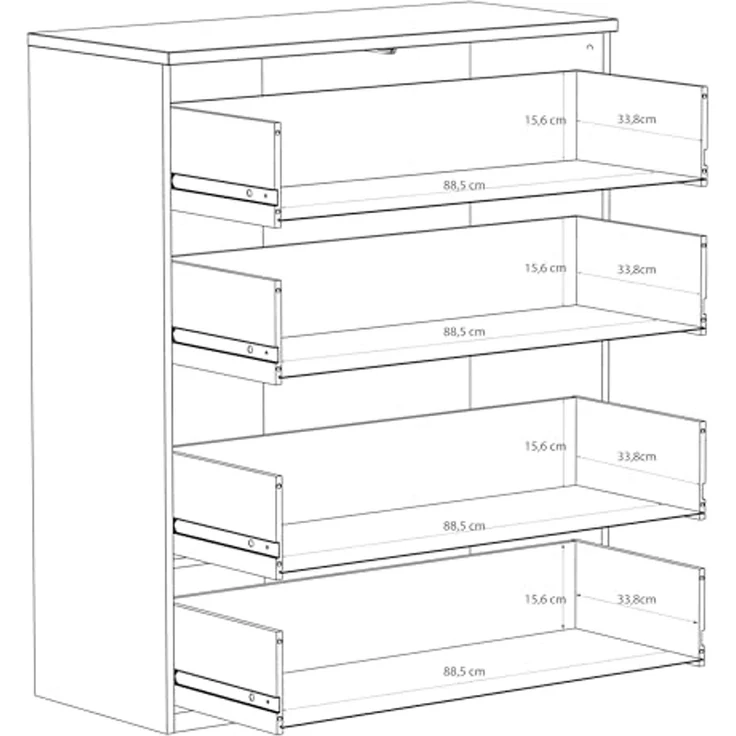 FORTE Hochkommode, B/H/T 95,1/114,7/41,5 cm Hochkommode ohne Griffe – Bild 3