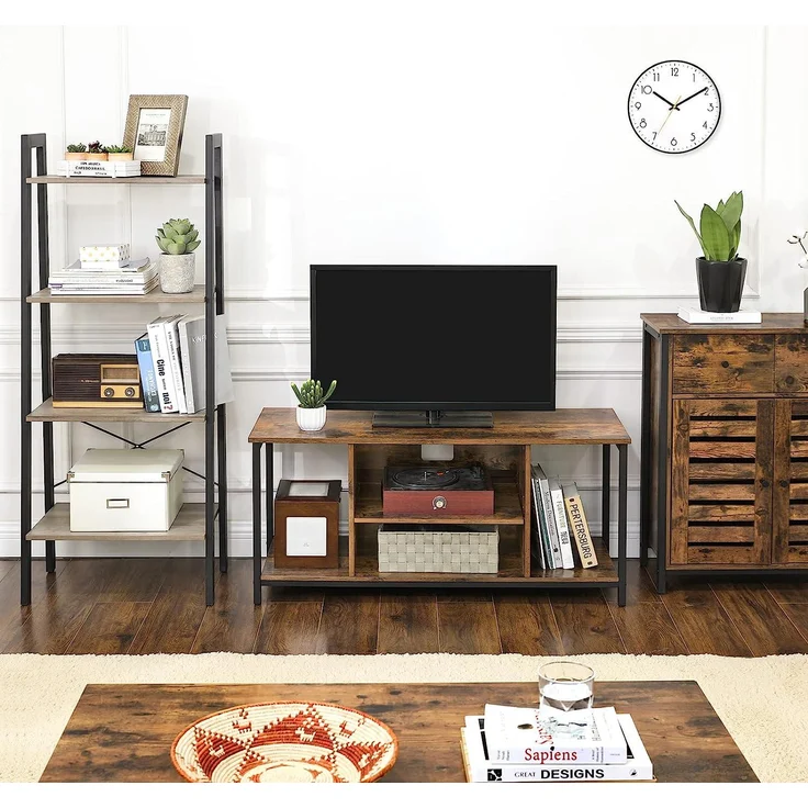 Vasagle 'LSC86BX' Beistellschrank, Sideboard mit Regalebene und Schublade, Küchenschrank, mit Lamellentüren, Wohnzimmer, Schlafzimmer, Arbeitszimmer, Büro, Flur, Industrie-Design, Vintage, Dunkelbraun, 80 x 68,6 x 30 cm – Bild 6