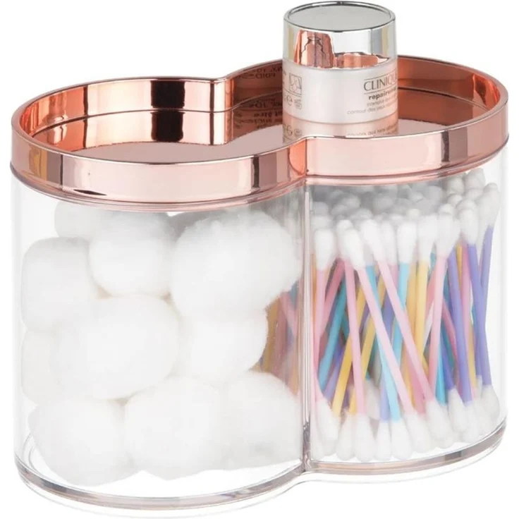 mDesign 2er-Set Kosmetik Organizer Wattepad Spender Aufbewahrung Ablage Roségold – Bild 8
