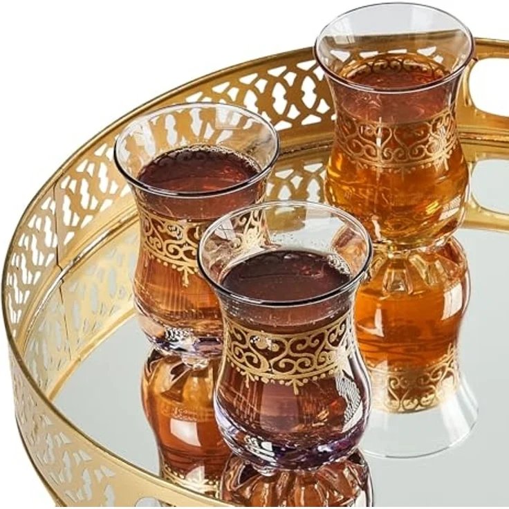 Marrakesch Orient & Mediterran Interior Tablett Spiegeltablett Rundes Tablett Nikita 30cm groß Ramadan Deko, Handarbeit – Bild 4