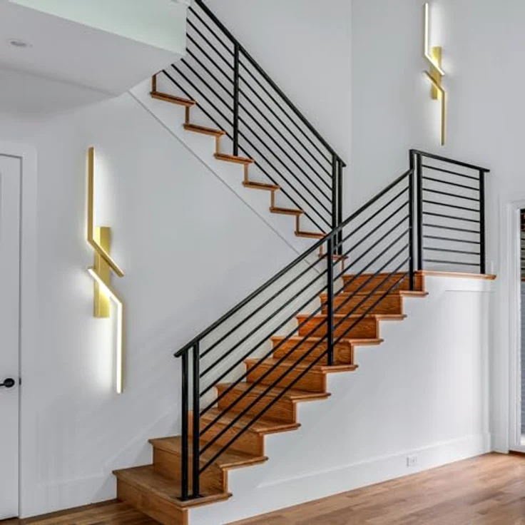 Goeco LED Wandleuchte Innen, 81CM 24W 2700LM LED Wandlampe Lang 2 Fimmige 6500K Kaltweißes Licht, Modern Wandlicht für Flur Treppenhaus Wohnzimmer Schlafzimmer, Gold – Bild 4