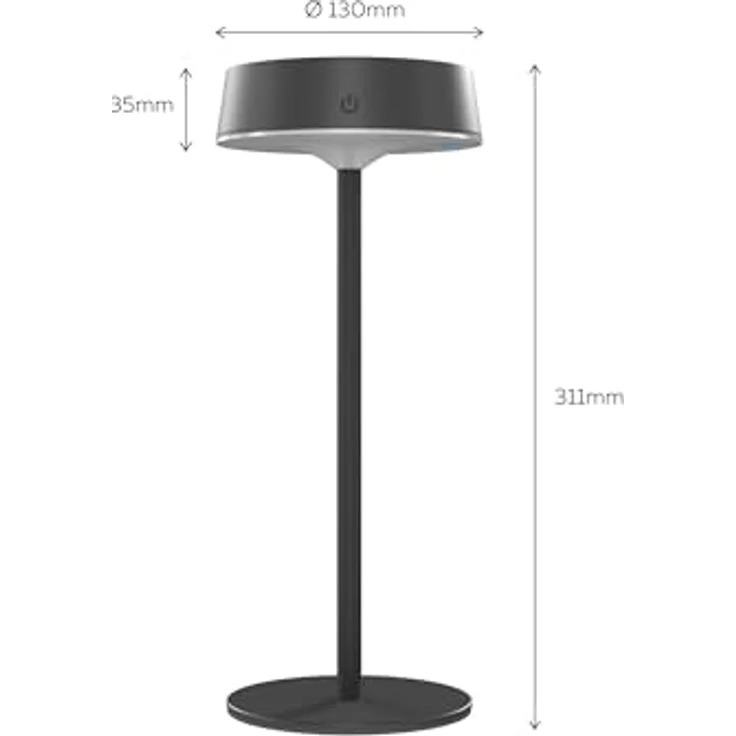 Calex Serino Solar Tischlampe, Kabellose LED-Leuchte mit Touch-Dimmer, IP44 Schutz, Dimmbar, Wiederaufladbar, Schwarz – Bild 6