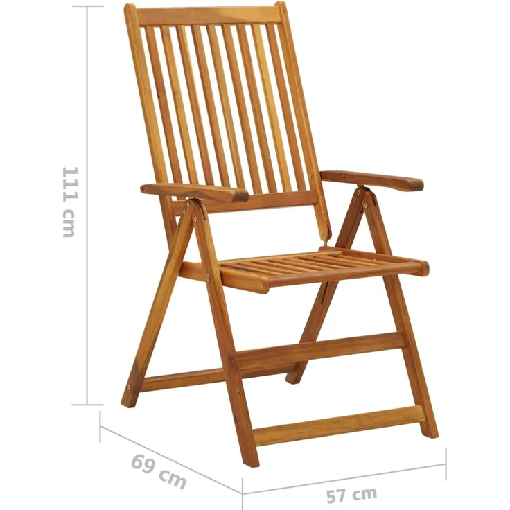 vidaXL Klappbare Gartenstühle 3 Stk. mit Auflagen Massivholz Akazie 3064102 – Bild 9