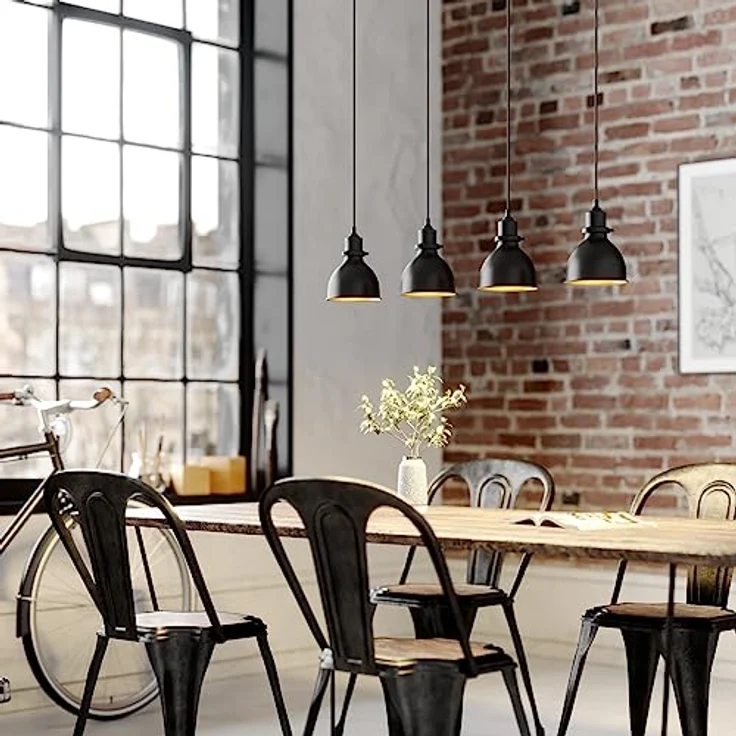 Lindby Pendelleuchte 'Jasminka', 4-flammig aus Metall in Schwarz und Gold, ideal für Küche und Esstische, E27 Fassungen, max. 60W pro Leuchtmittel – Bild 3