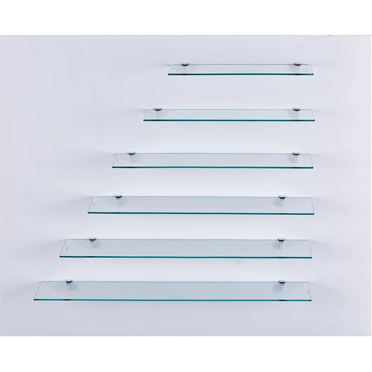 HOOZ Wandregal aus Sicherheitsglas mit Halterung - Klarglas - 70 x 13 x 0,6 cm, 1-tlg, mit geschliffenen Kanten – Bild 1