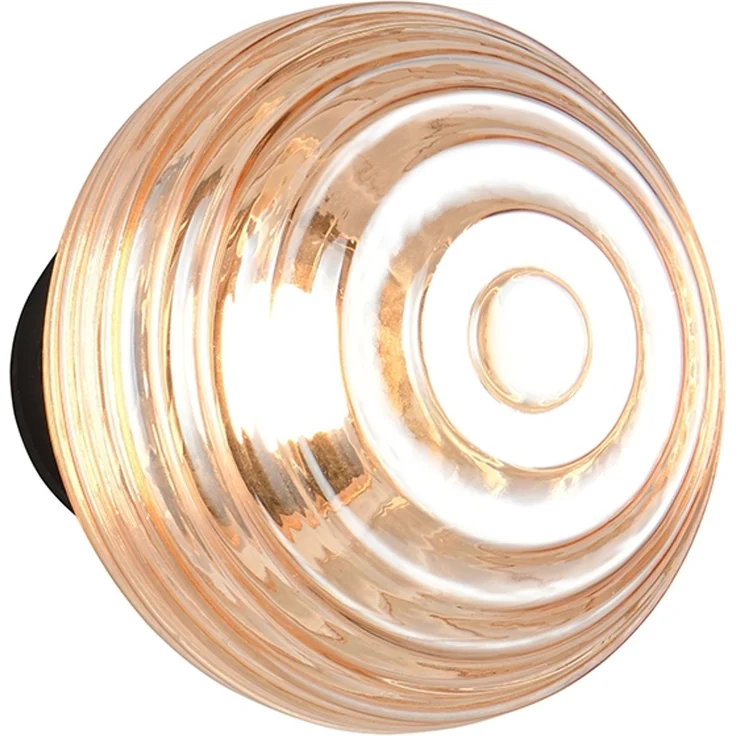 Akku Wandleuchte EARL Glasschirm Bernsteinfarbig dimmbar, Ø 15,5cm – Bild 2
