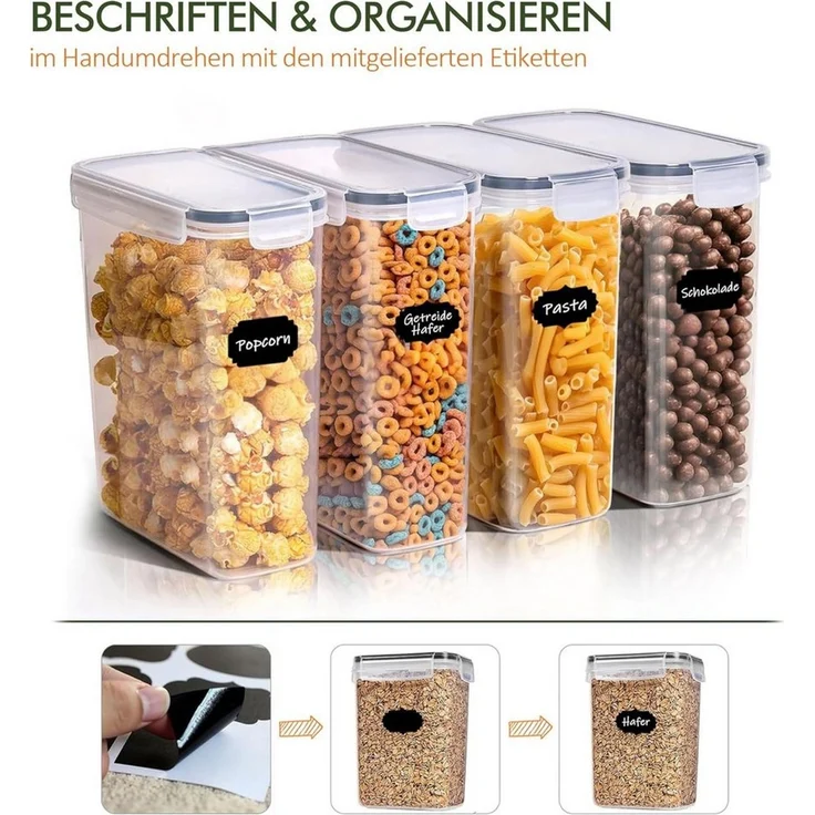 Zedelmaier Vorratsdose Vorratsdosen mit Deckel, Vorratsbehälter Set, Aufbewahrungsbox Küche, (Set, 9-tlg), BPA Frei, Luftdicht, Vorratsdosen für trockenen Lebensmittel – Bild 2